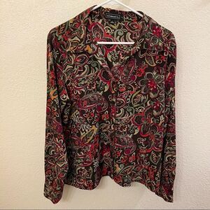 Elementz Long Sleeve Multi Color Blouse Size Large